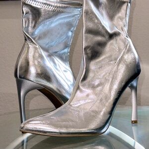Silver Stiletto Heel Boots